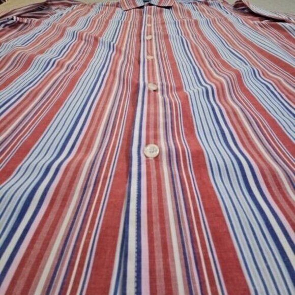 Lacoste🐊Long Sleeve Shirt Size XXL (54" Chest) Vertical Stripes 100% Cotton Y2K - Picture 3 of 13